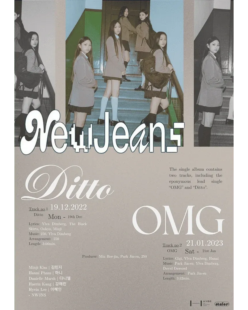 NewJeans Ditto OMG Music Poster Design